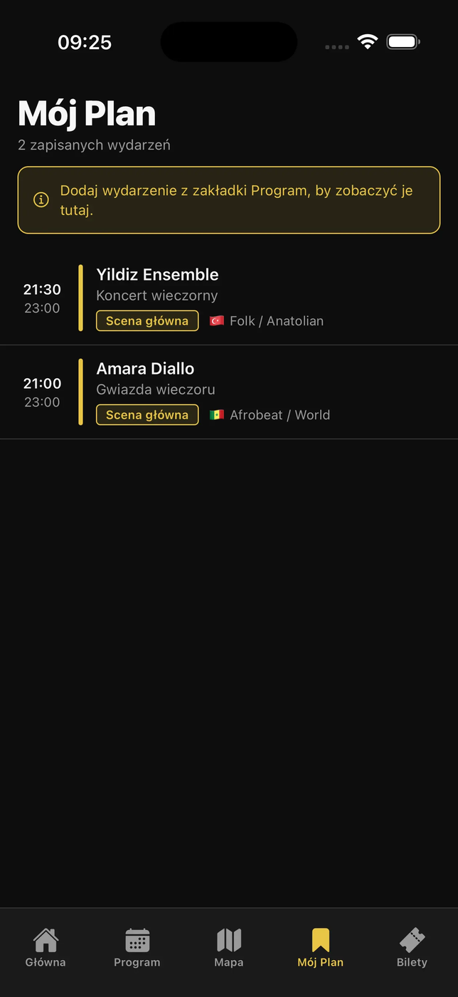 aplikacja festiwal plan